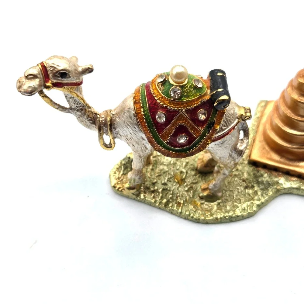 VINTAGE Jeweled Camel‎ Trinket Box Multicolor Hinged with Rhinestones, IRAQ